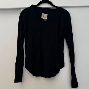 Chaser Black V-Neck Long Sleeve Tee